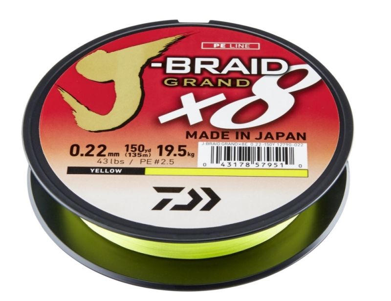Daiwa J Braid X8 Grand 135m Gul Daiwa J Braid X8 Grand 135m Gul Multifilament