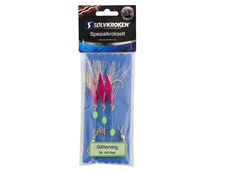 Spesialkroksett Glitterving Rød Stor Sølvkroken Kroksett