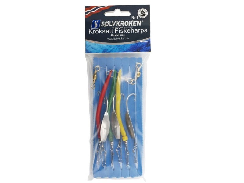Kroksett Fiskeharpa Nr.1 Sølvkroken Kroksett