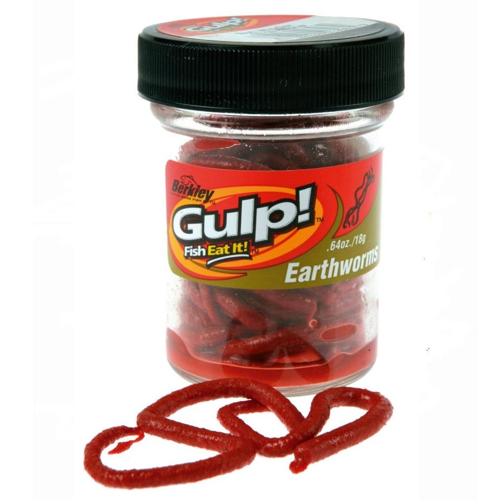 Gulp!  Earthworm Rød 10cm Pellets & Agn