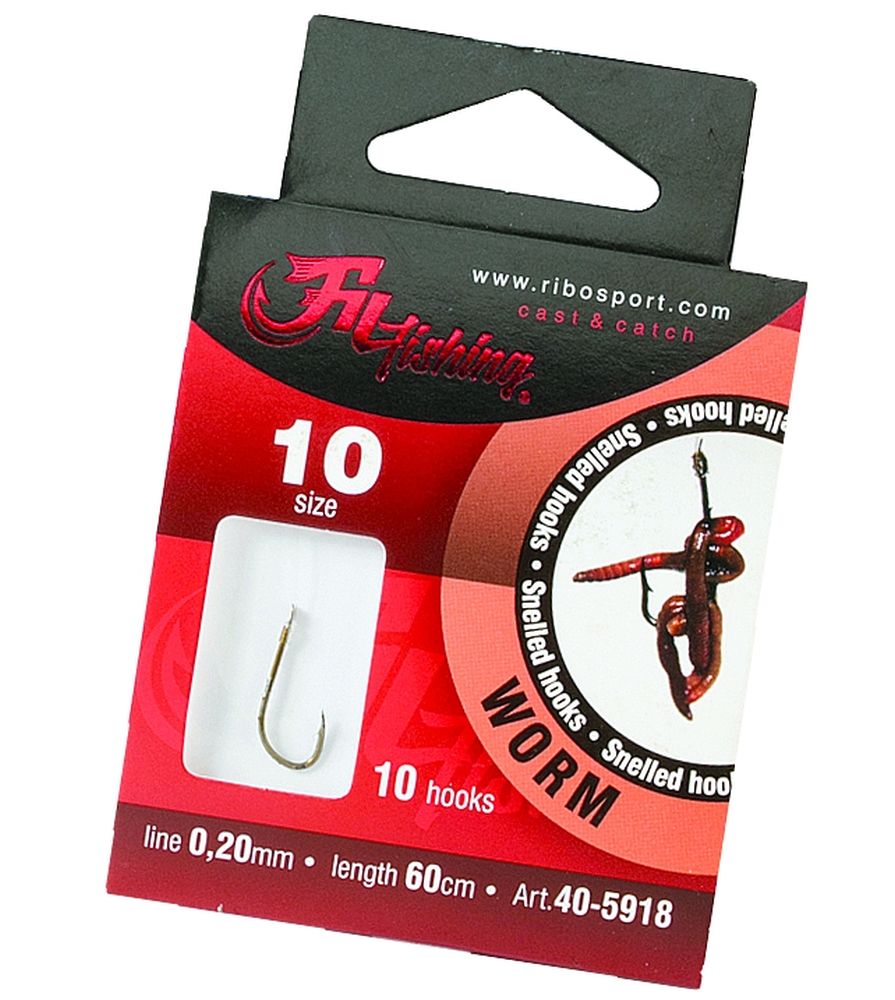 Snelled Hooks Worm Snelled Hooks Worm Ready Made